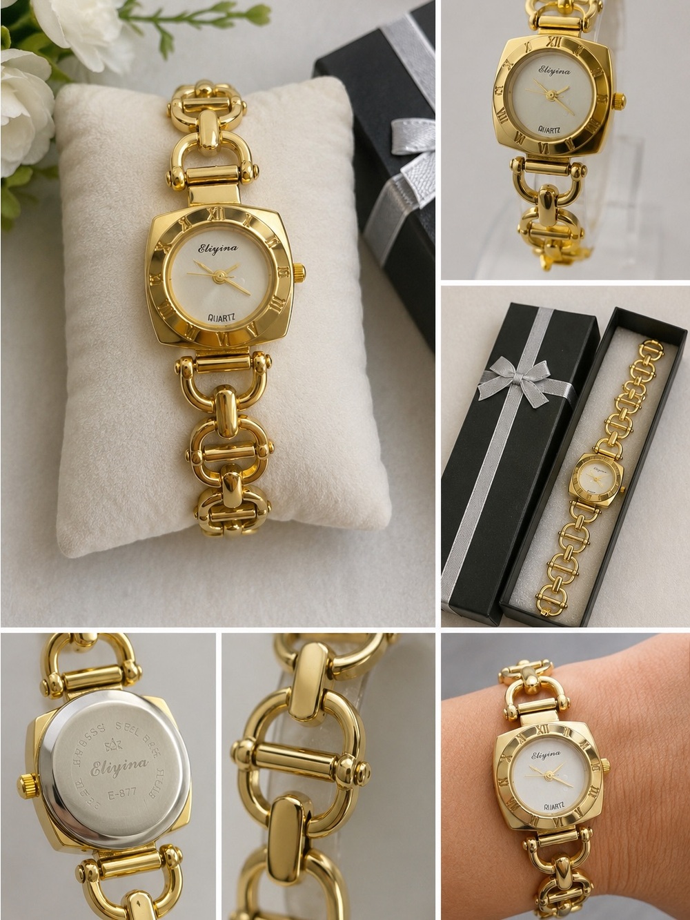 Elegant Gold Women's Chain-Link Quartz Watch -